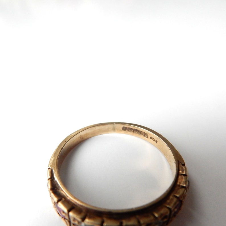 Vintage 9ct Gold Ruby & Spinel Band Ring US Size 6.5 UK O