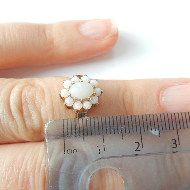 Vintage 9ct Gold Opal Flower Ring US Size 5 3/4 UK M