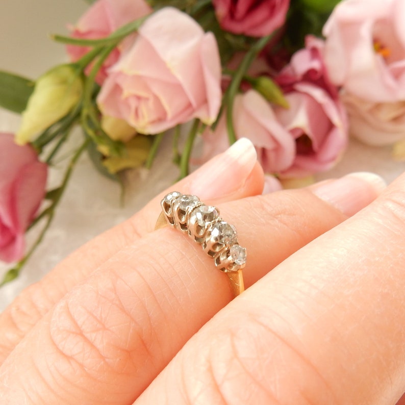 Antique 18ct Gold Diamond Ring US Size 6 1/4 UK N