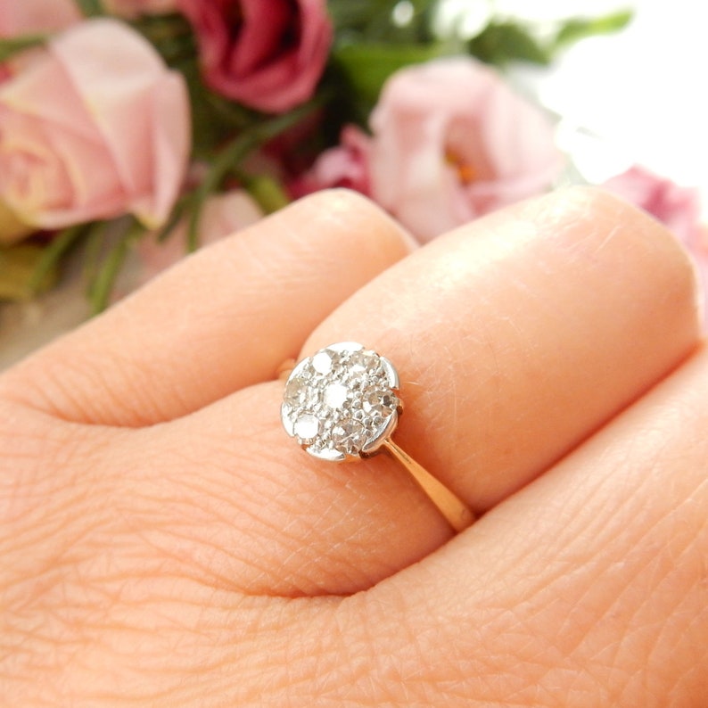 Antique 18ct Gold Platinum Diamond Ring US Size 7 UK P