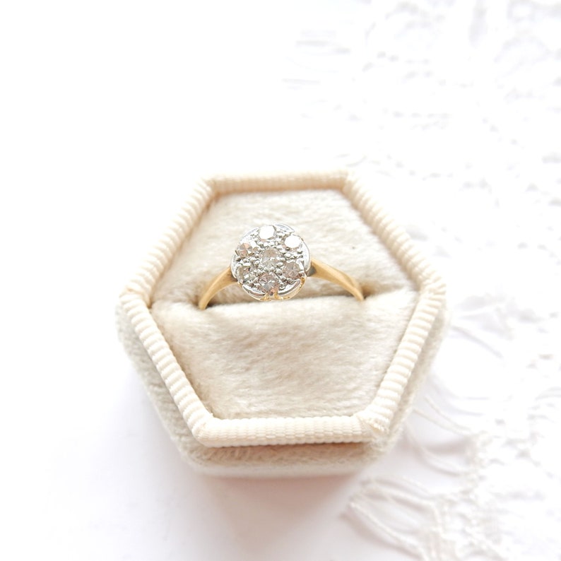 Antique 18ct Gold Platinum Diamond Ring US Size 7 UK P