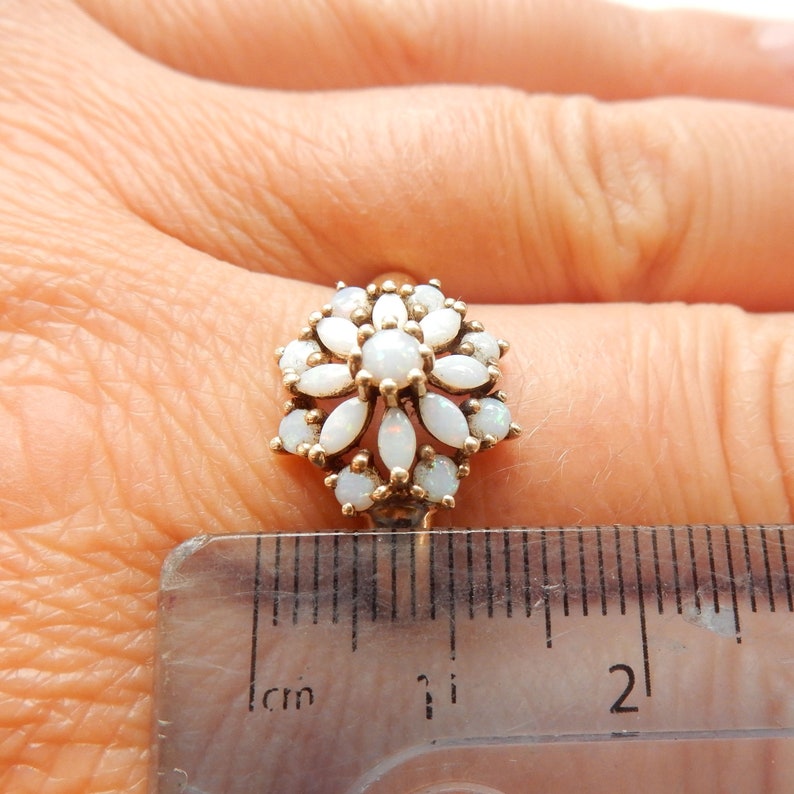 Antique 14ct Gold Opal Flower Ring US Size 11.5 UK Y