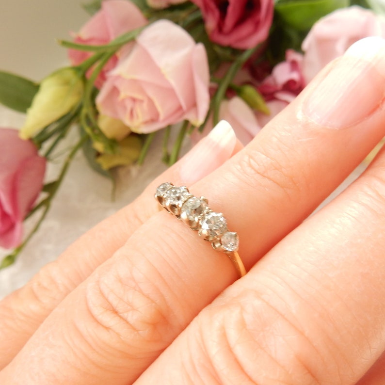 Antique 18ct Gold Diamond Ring US Size 6 1/4 UK N