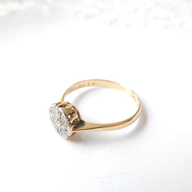 Antique 18ct Gold Platinum Diamond Ring US Size 7 UK P