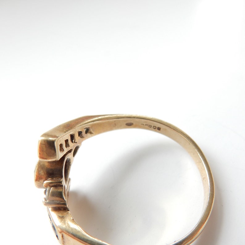 Vintage 9ct Gold Sapphire & Diamond Ring US Size 7.5 UK Q
