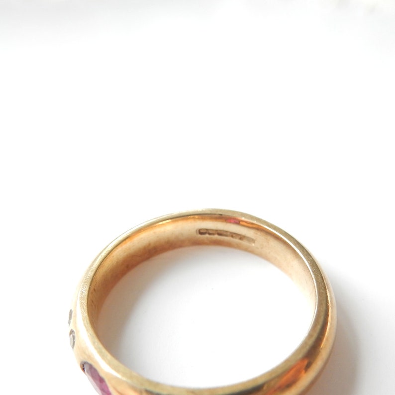 Vintage 9ct Gold Ruby & Diamond Ring July Birthstone US Size 6 1/4 UK N