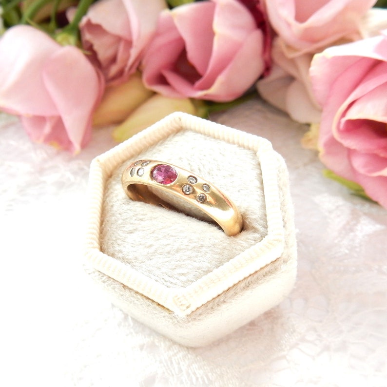 Vintage 9ct Gold Ruby & Diamond Ring July Birthstone US Size 6 1/4 UK N