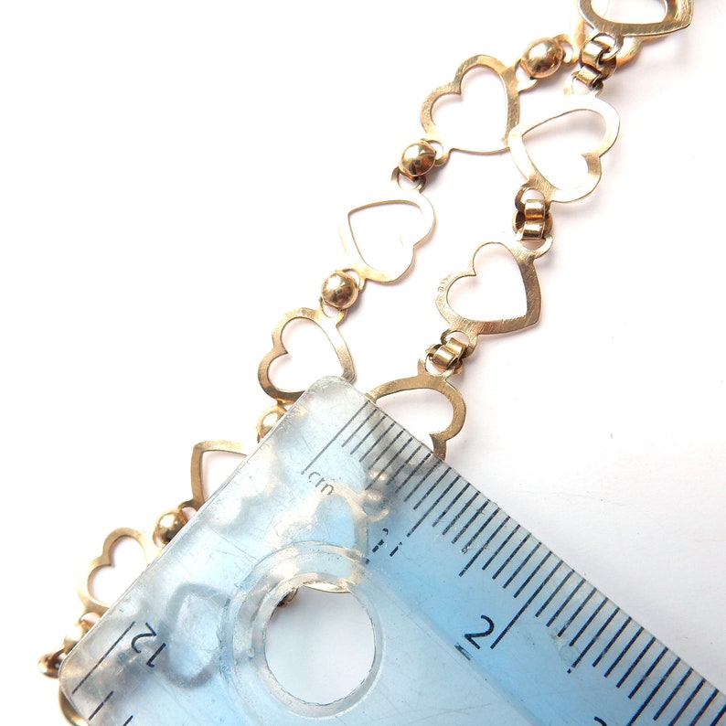 Vintage 9ct Gold Heart Link Bracelet 7 1/4"