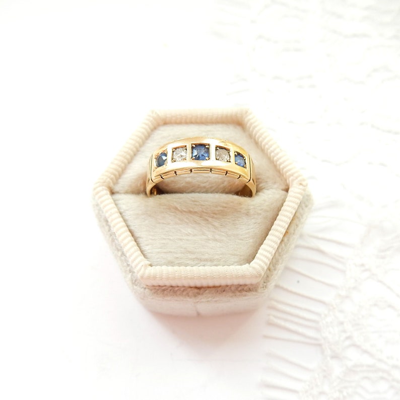 Victorian 18ct Gold Sapphire & Diamond Ring US Size 6 UK M 1/2