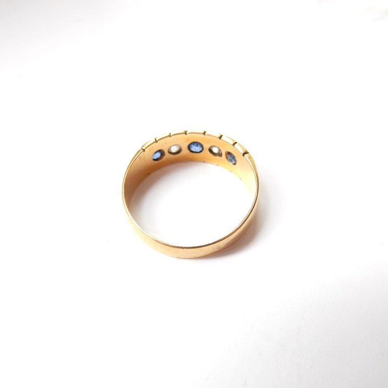 Victorian 18ct Gold Sapphire & Diamond Ring US Size 6 UK M 1/2