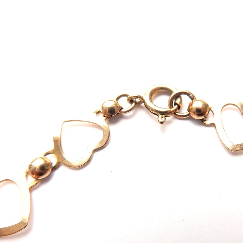 Vintage 9ct Gold Heart Link Bracelet 7 1/4"