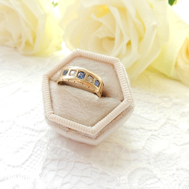 Victorian 18ct Gold Sapphire & Diamond Ring US Size 6 UK M 1/2