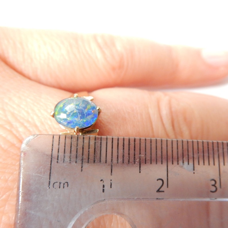 Vintage 8ct Gold Australian Black Opal Ring US Size 7 UK P