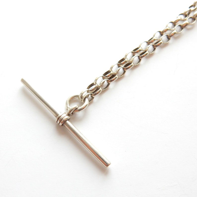 Vintage Sterling Silver Belcher Chain Necklace with T Bar 18" (5.1grams)