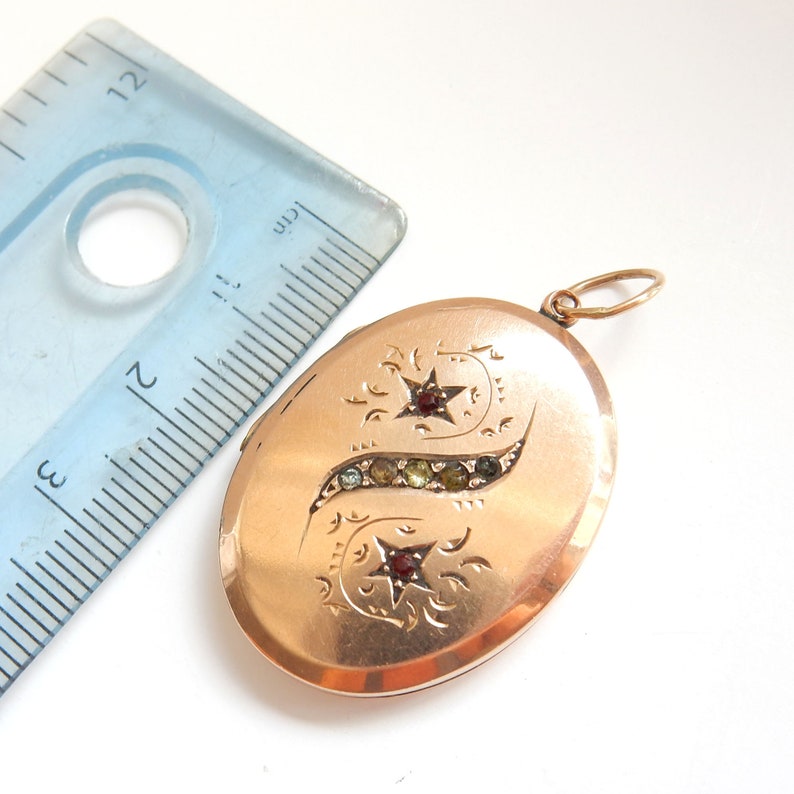 Antique 9ct Gold Back & Front Celestial Locket