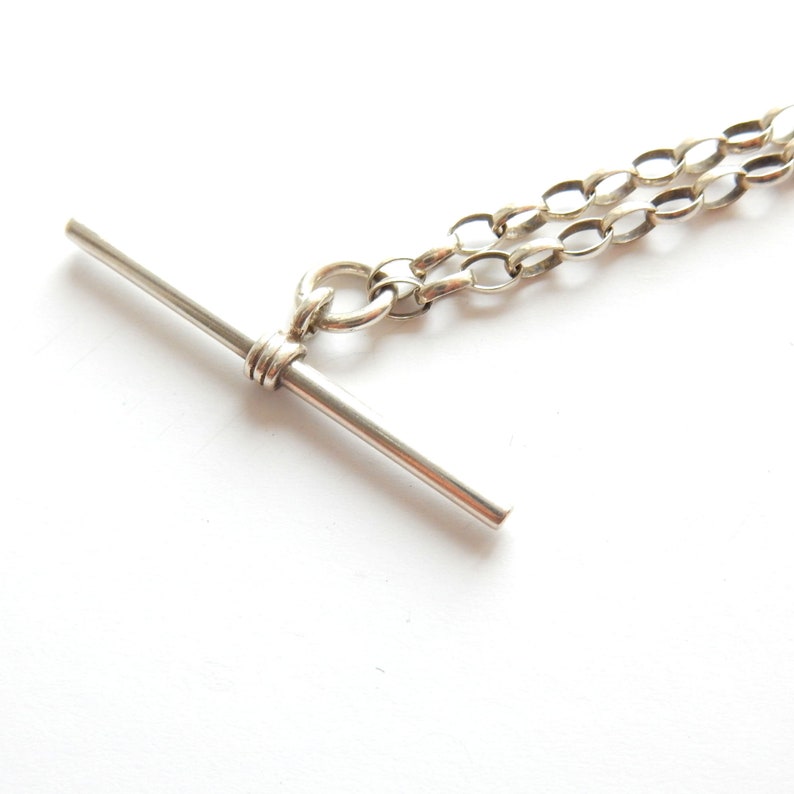 Vintage Sterling Silver Belcher Chain Necklace with T Bar 18" (5.1grams)