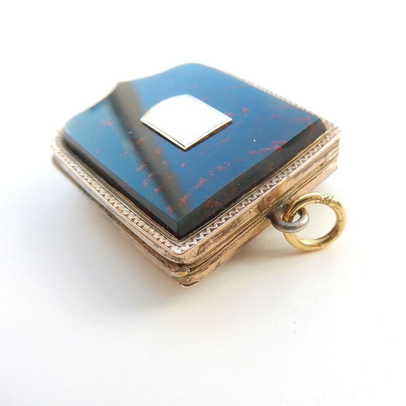 Antique Rolled Gold Carnelian & Bloodstone Shield Locket