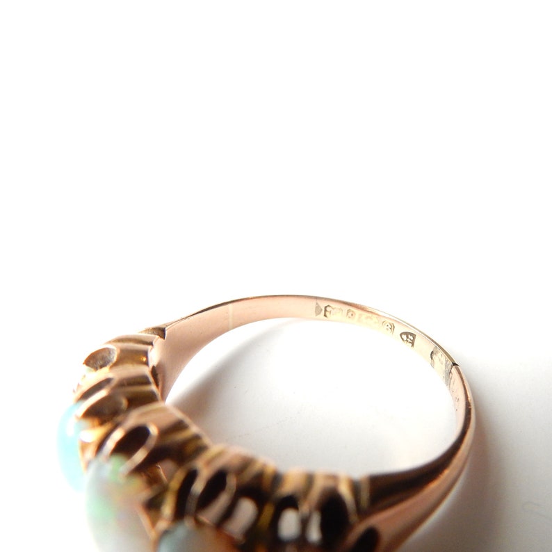 Antique Victorian 9ct Gold Opal Five Stone Ring US Size 6.5 UK N 1/2