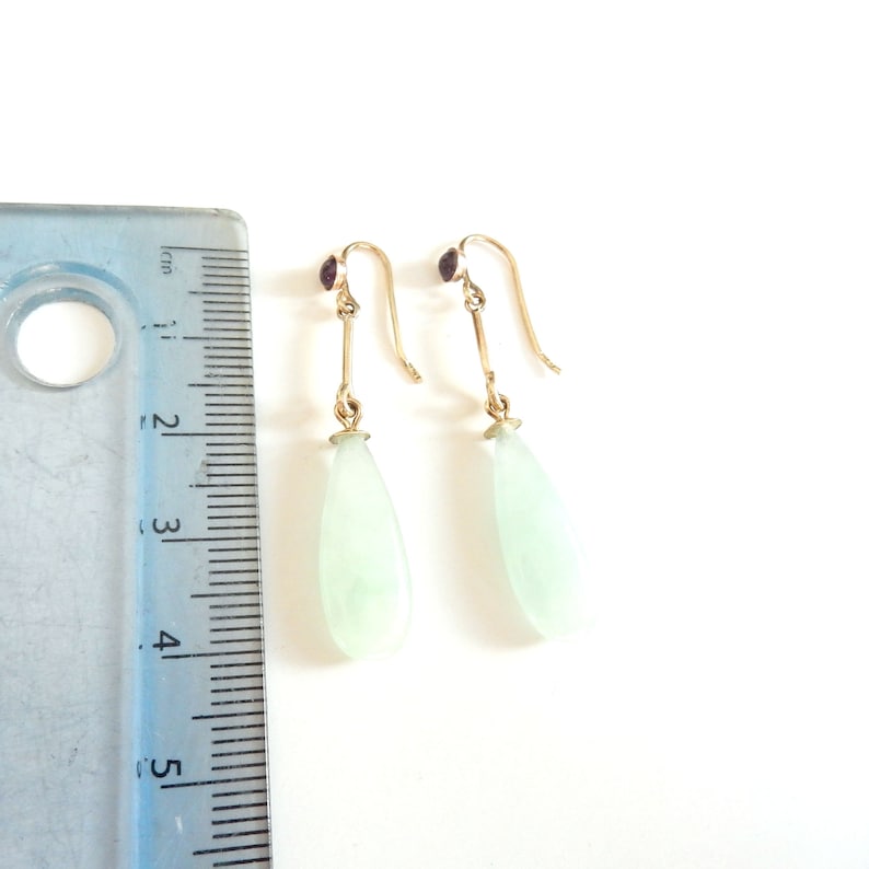 9k Gold Jade & Amethsyt Drop Earrings