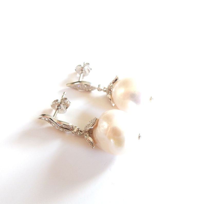 Sterling Silver Baroque Pearl Drop Earrings