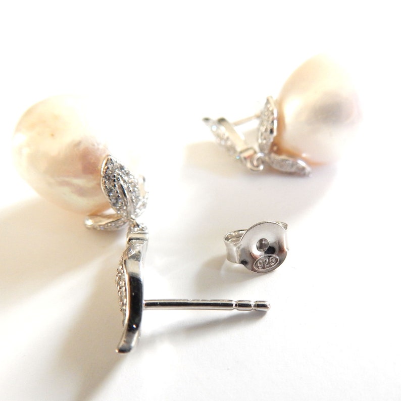 Sterling Silver Baroque Pearl Drop Earrings