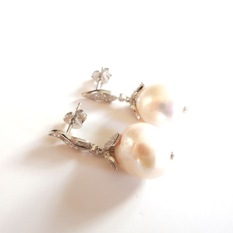 Sterling Silver Baroque Pearl Drop Earrings