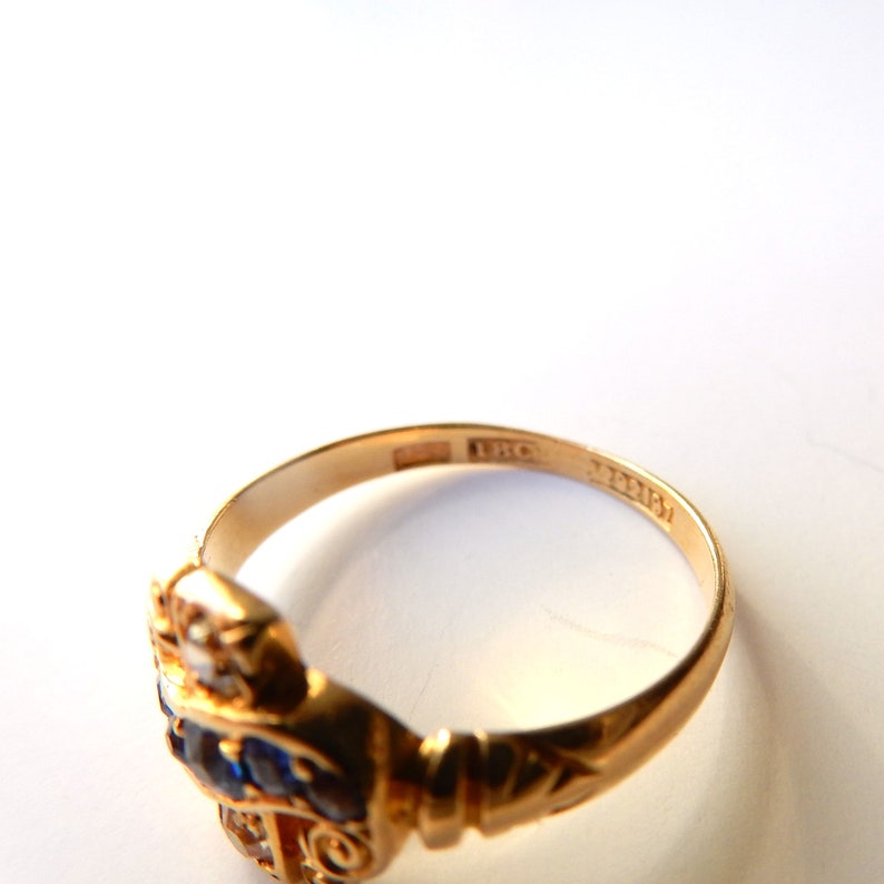 Antique 18ct Gold Sapphire & Diamond Ring US Size 6.5/ UK O