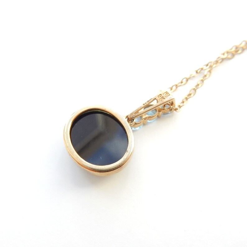 Vintage 9ct Gold Opal Doublet & Topaz Necklace
