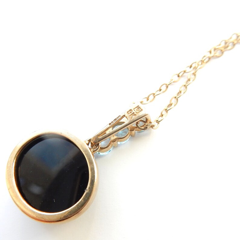 Vintage 9ct Gold Opal Doublet & Topaz Necklace