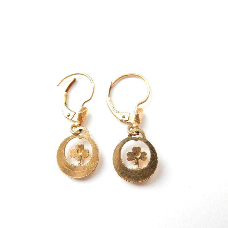Vintage 14ct Rolled Gold Three Leaf Clover Earrings K&L Jewellery