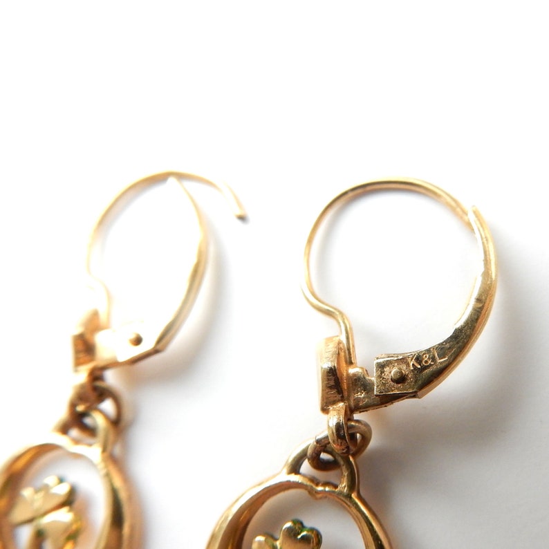 Vintage 14ct Rolled Gold Three Leaf Clover Earrings K&L Jewellery