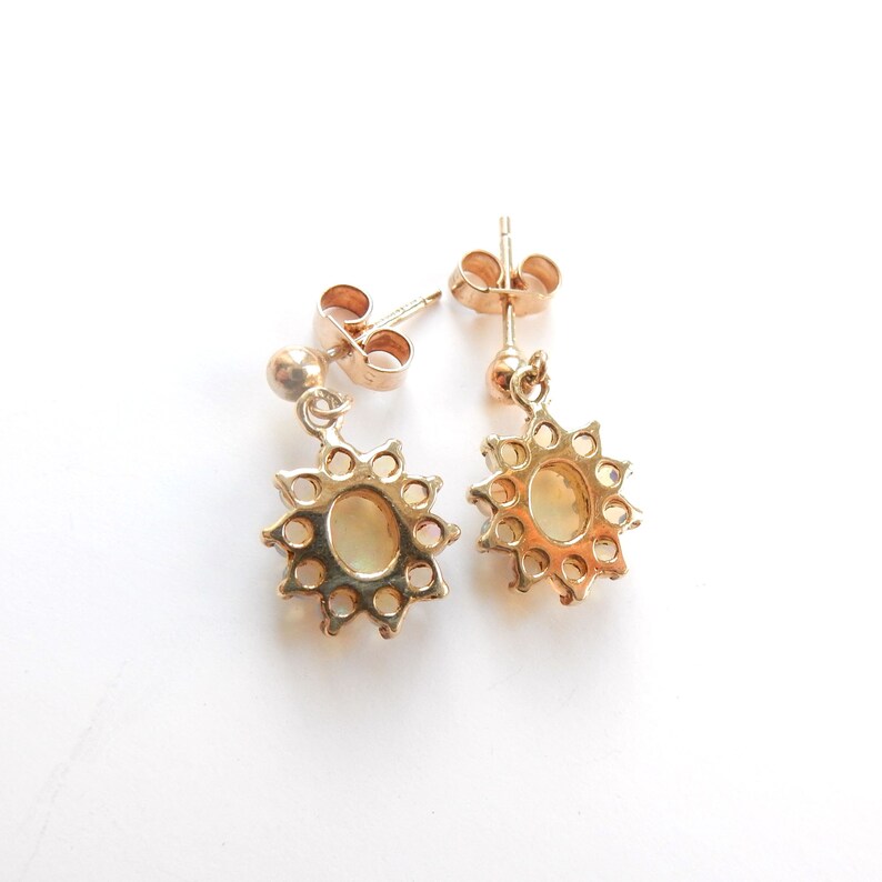 Vintage 9ct Gold Opal Drop Earrings