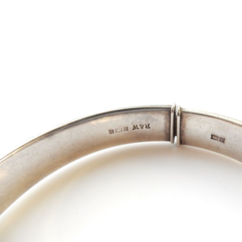 Vintage Sterling Silver Etched Bangle Bracelet Patented