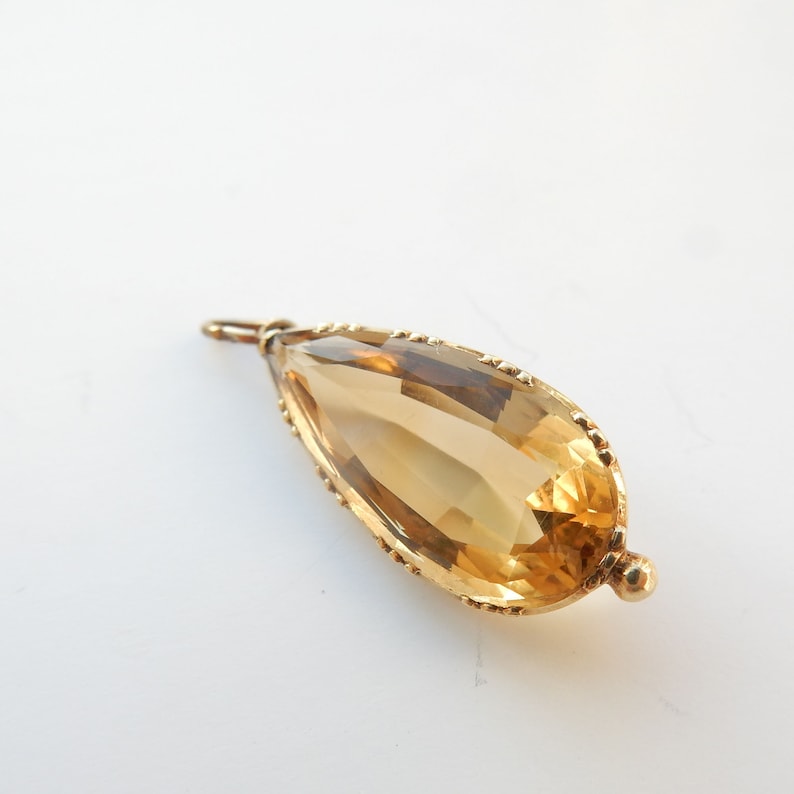 Antique 9ct Gold Citrine Teardrop Pendant