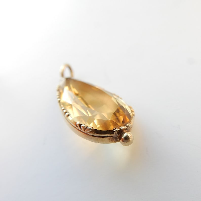 Antique 9ct Gold Citrine Teardrop Pendant