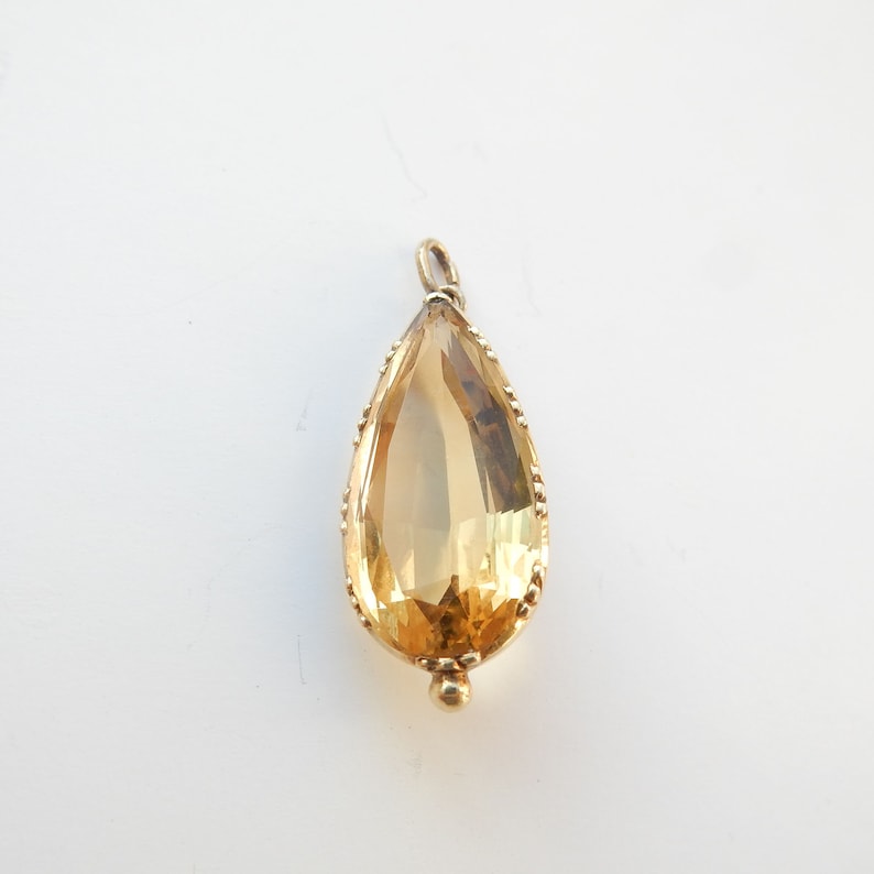 Antique 9ct Gold Citrine Teardrop Pendant