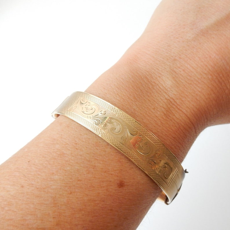 Vintage 9ct Rolled Gold & Bronze Bracelet Bangle