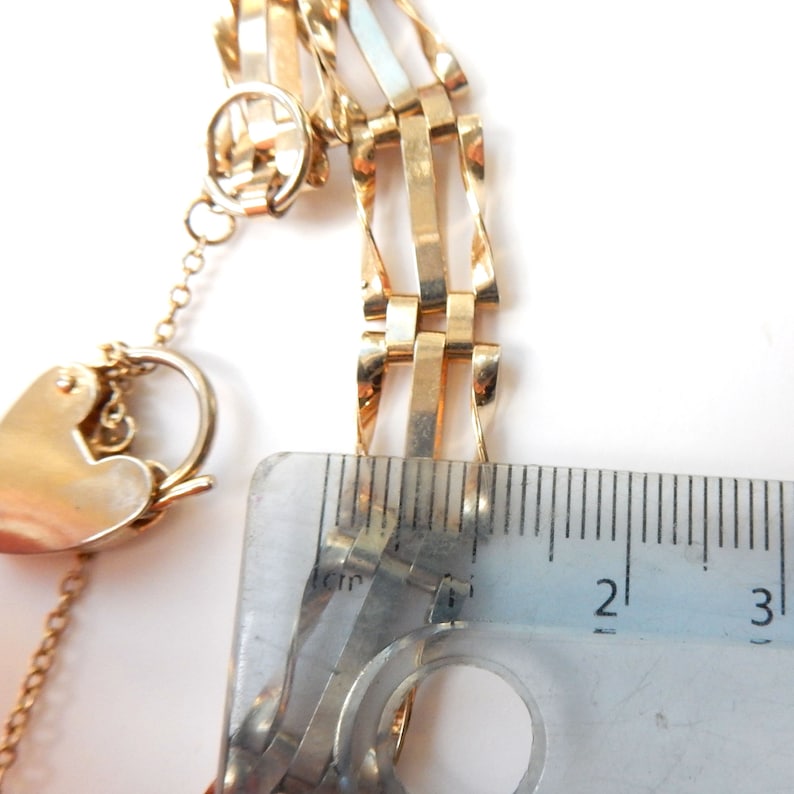 Vintage Goldplated Gate Bracelet with Heart Padlock Catch