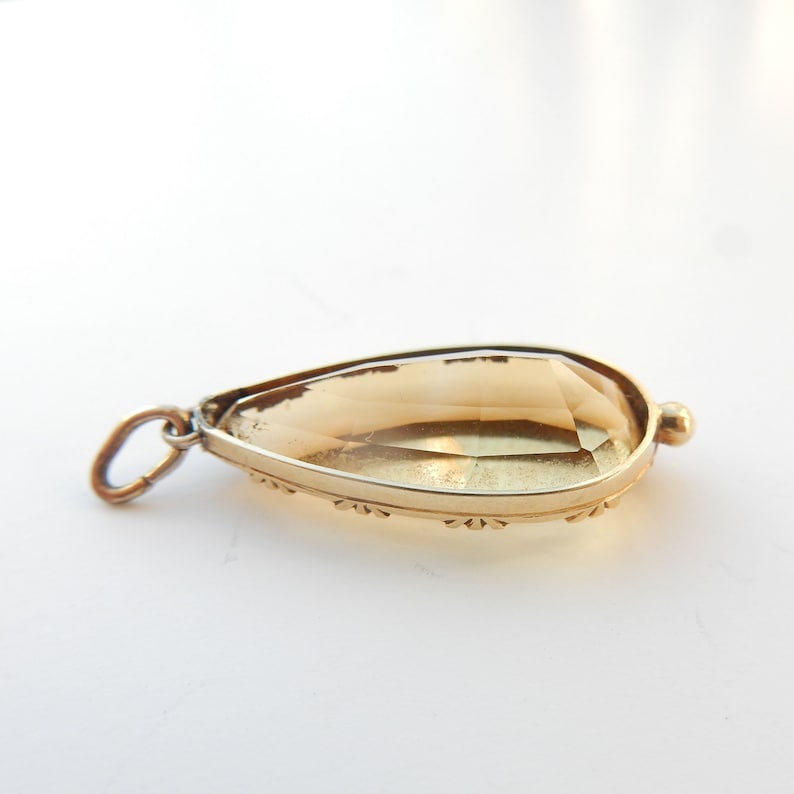 Antique 9ct Gold Citrine Teardrop Pendant