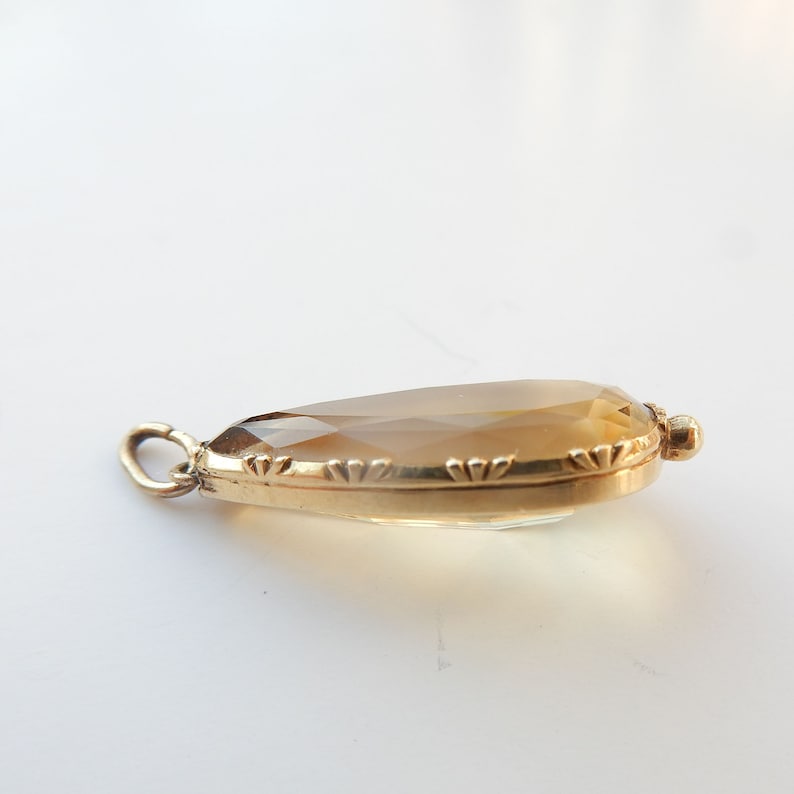 Antique 9ct Gold Citrine Teardrop Pendant