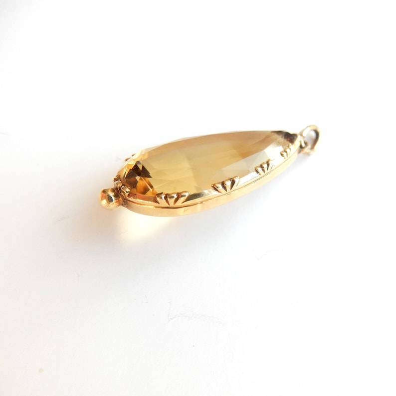Antique 9ct Gold Citrine Teardrop Pendant
