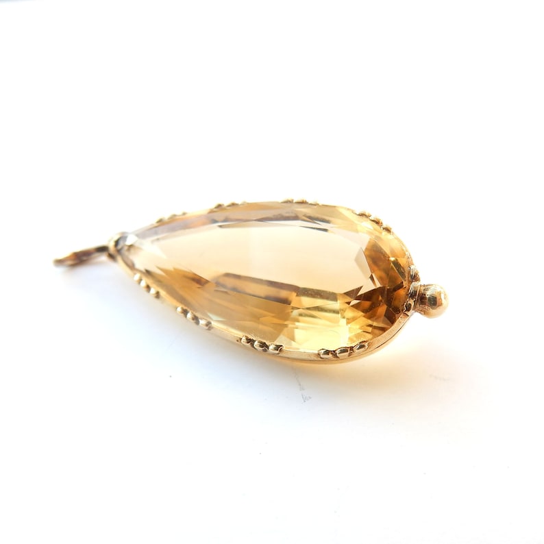 Antique 9ct Gold Citrine Teardrop Pendant