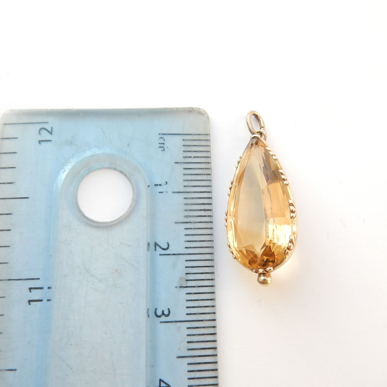 Antique 9ct Gold Citrine Teardrop Pendant