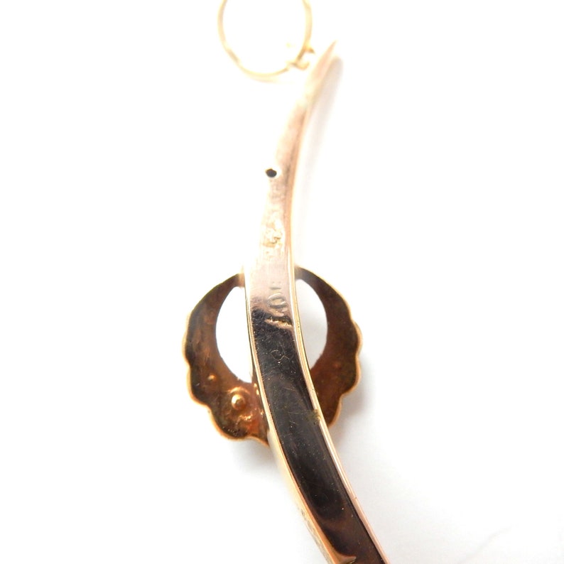 Antique 9ct Gold Seed Pearl Turquoise Moon Pendant (1.7grams)