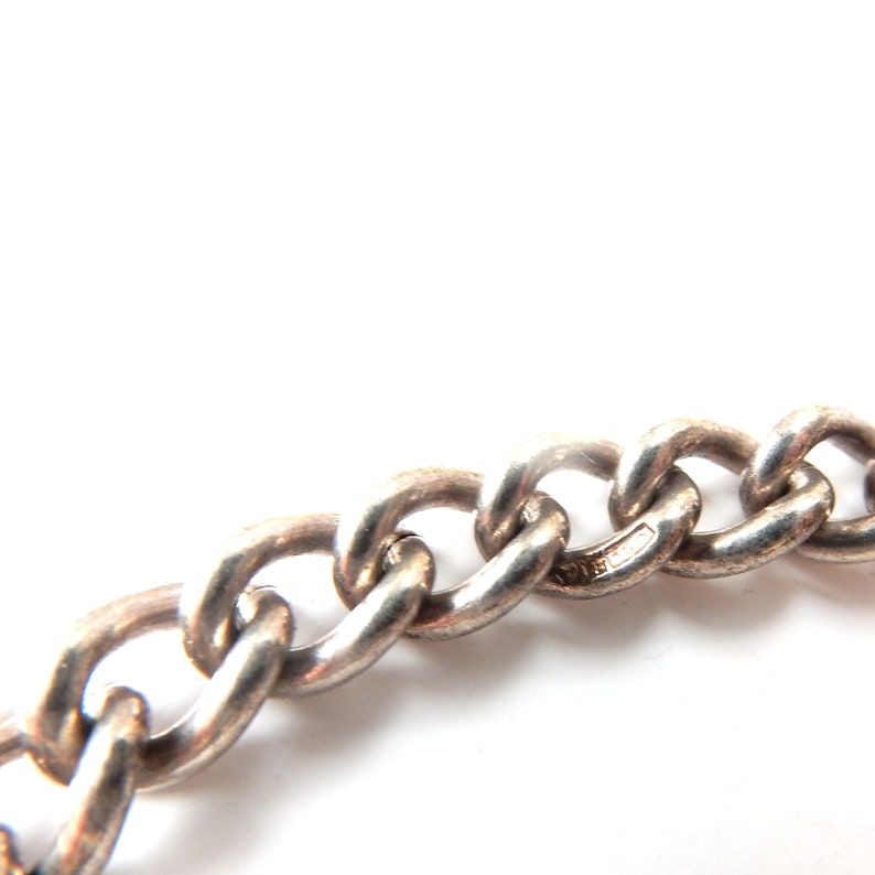 Vintage Sterling Silver Curb Link Bracelet Padlock Heart Catch (18.4grams)