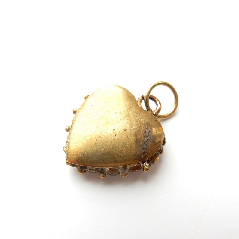 Edwardian Rolled Gold Pave Diamond Paste Heart Charm