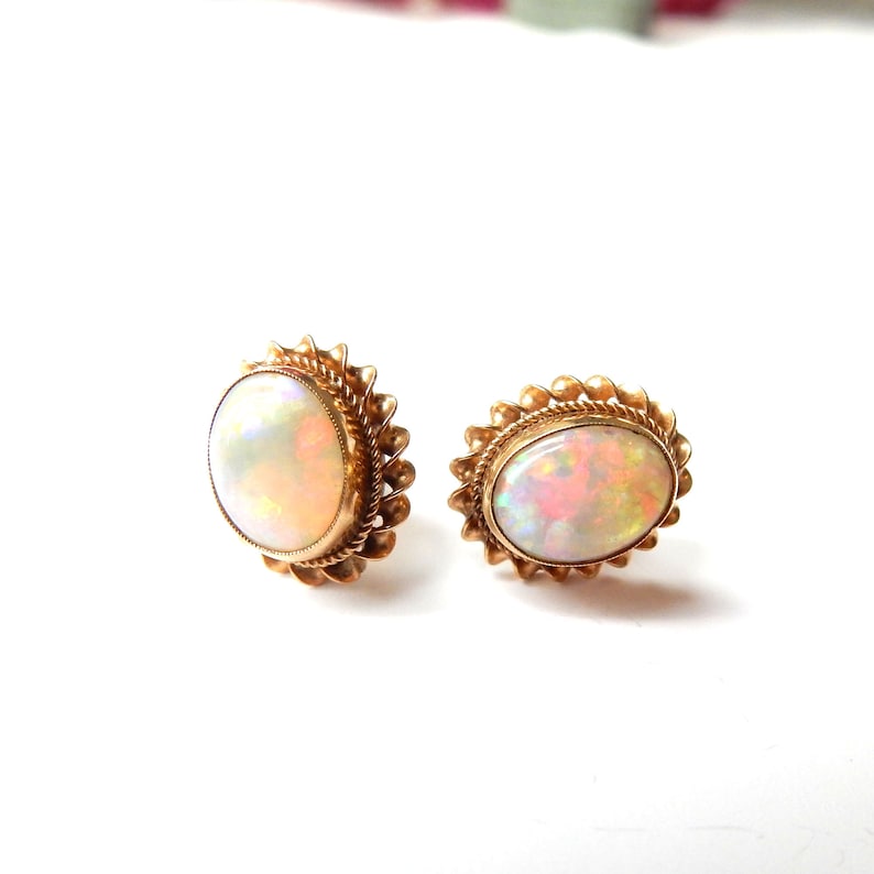 Vintage 9ct Gold Opal Earrings