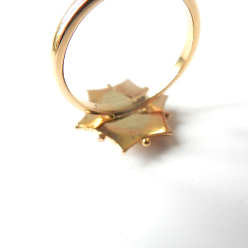Victorian 9ct Gold Etruscan Star Ring US Size 6 3/4 UK O