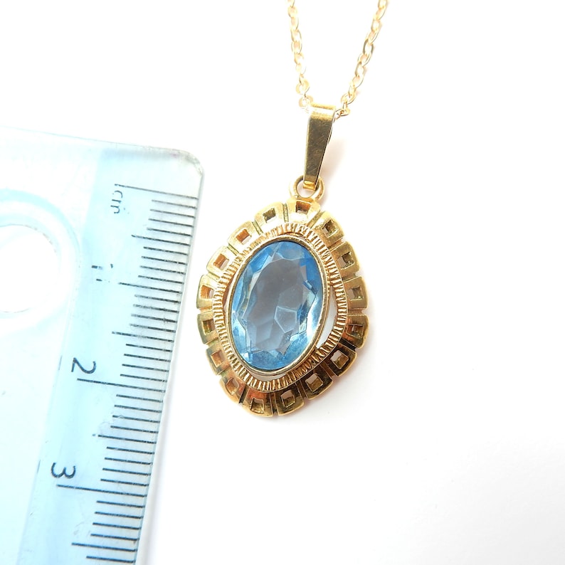 Vintage Rolled Gold Topaz Glass Paste Pendant Necklace