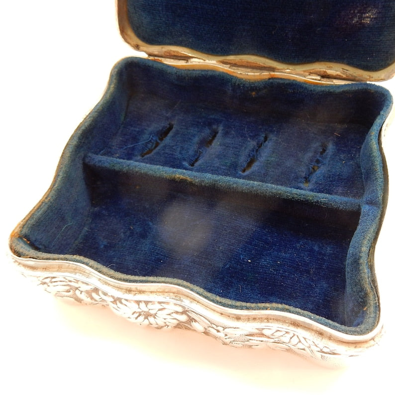 Antique Silverplated Repousee Multi Ring Jewellery Keepsake Box